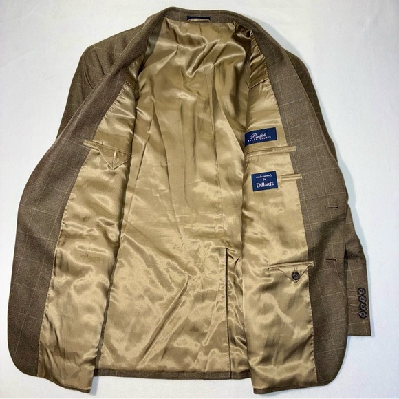 Ralph Lauren Brown Window Pane Sport Coat Blazer Jacket Men's 42 R Silk Wool - Picture 6 of 9